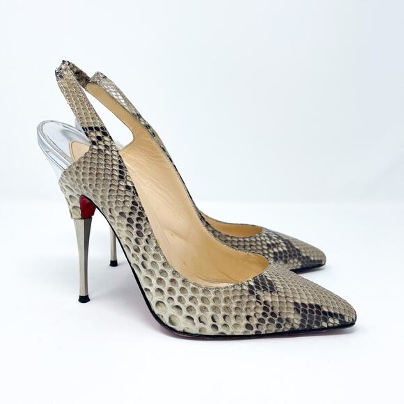 Christian Louboutin Twistochat Python Slingback 120 Heels EU 36.5 - Picture 5 of 7